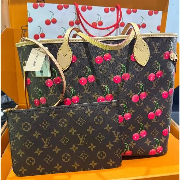 コラボ【LOUIS VUITTON x 村上隆】Neverfull MM Monogram Cherry Louis Vuitton | Bags | Louis Vuitton Cherries Neverfull Bag